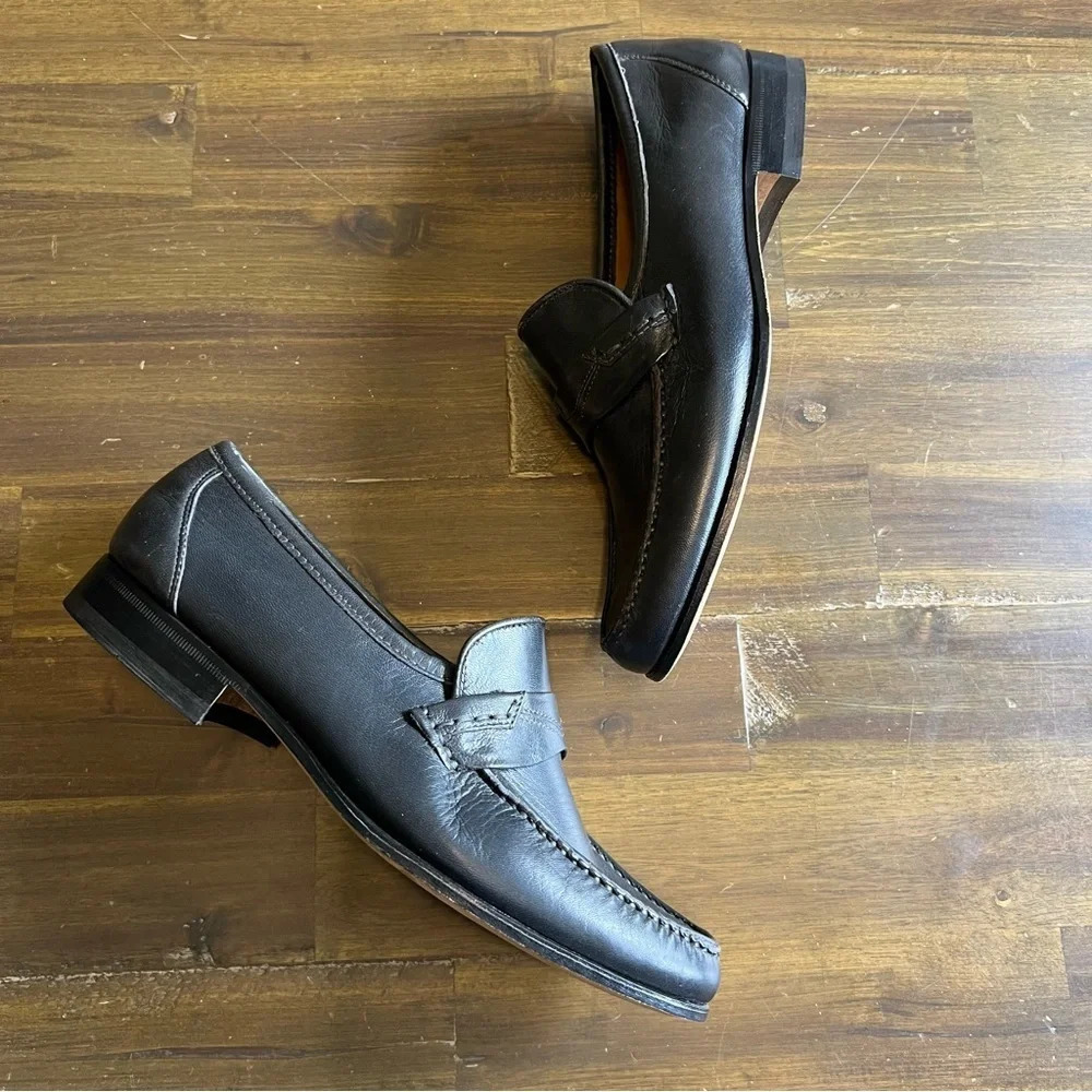 Bally Dark Gray Leather Loafers Slip On Oxford